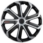 Wieldoppen 16 inch - Evo Zilver/Zwart - wieldoppenset, Auto diversen, Wieldoppen, Verzenden, Nieuw