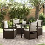 vidaXL 5-Delige Tuin Eetset Bruin Poly Rattan, Tuin en Terras, Tuinstoelen, Verzenden, Nieuw, Rotan
