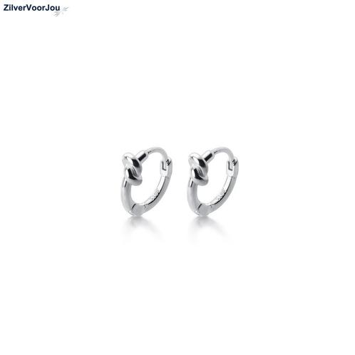 Zilveren mini knot huggie hoops, Sieraden, Tassen en Uiterlijk, Oorbellen, Nieuw, Verzenden