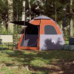 Kampeertent 4-persoons snelontgrendeling grijs en oranje, Caravans en Kamperen, Kampeeraccessoires, Verzenden, Nieuw