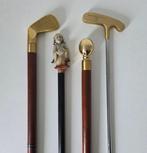 4 Unieke Wandelstok (4) - Hout, Metaal, Steen - Ca.