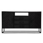 Dressoir Mangohout Kjeld 145 Zwart, Huis en Inrichting, Kasten | Dressoirs, 100 tot 150 cm, Verzenden, Nieuw, Industriële meubels