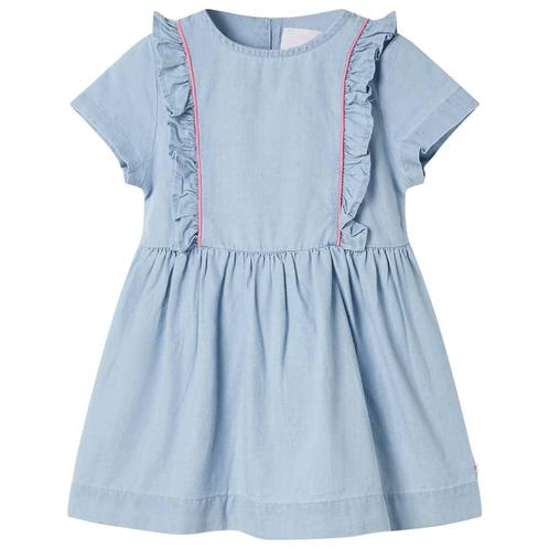 vidaXL Kinderjurk met ruches 140 zachtblauw, Kinderen en Baby's, Kinderkleding | Overige, Nieuw, Verzenden