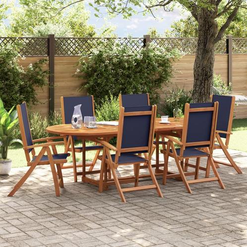 vidaXL 7-delige Tuinset massief acaciahout en textileen, Tuin en Terras, Tuinsets en Loungesets, Tuinset, Nieuw, 6 zitplaatsen