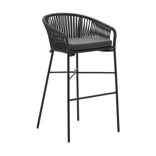 *WOONWINKEL* Kave Home Yanet Tuin Barkruk Touw Met Kussen Zw, Tuin en Terras, Tuinsets en Loungesets, Nieuw, Verzenden