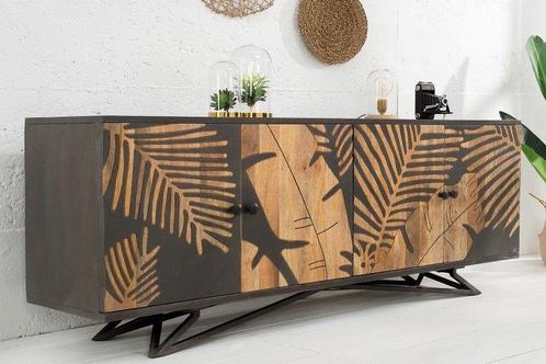 Massives Dressoir TROPICAL 160cm grijs Mangoholz bloemen, Huis en Inrichting, Kasten | Dressoirs, Ophalen of Verzenden