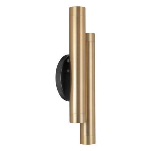LED Wandlamp spot Trend Zwart Messing Dubbel GU10 mini 28cm, Huis en Inrichting, Lampen | Wandlampen, Ophalen of Verzenden
