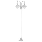 vidaXL Paalverlichting tuin E27 220 cm aluminium wit 3-delig, Tuin en Terras, Buitenverlichting, Verzenden, Nieuw