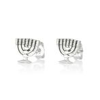 Oorbellen, studs zilver met een Menorah, Nieuw
