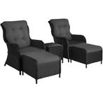 Wicker loungeset Benissa 2+2 met aluminium frame - zwart / g, Verzenden, Nieuw