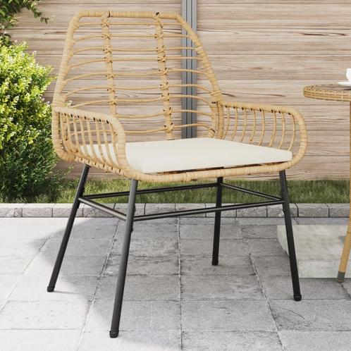 vidaXL Tuinstoelen 2 st met kussens poly rattan bruin, Tuin en Terras, Tuinstoelen, Nieuw, Rotan, Verzenden