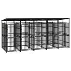 vidaXL Hondenkennel met dak 9,22 m² staal, Verzenden, Nieuw