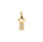 Gouden hanger van de letter Y met zirconia (zirconia stenen), Ophalen of Verzenden, Gebruikt, Goud, Overige merken