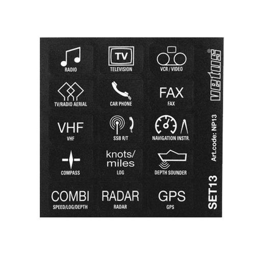 Set met Tekstplaatjes NP13 Voor Vetus Motorpanelen P6,P8 & P, Watersport en Boten, Bootonderdelen, Nieuw, Zeilboot of Motorboot
