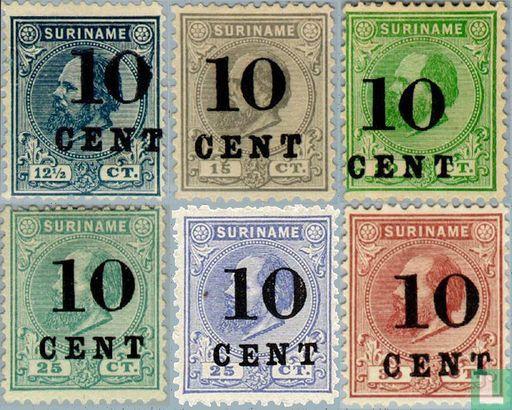 Suriname - Willem III, met opdruk - 1898, Postzegels en Munten, Postzegels | Suriname, Verzenden