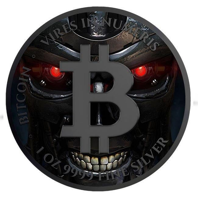 Niue. 2 Dollars 2024 1 oz Niue Bitcoin AI Cyborg Black, Postzegels en Munten, Edelmetalen en Baren