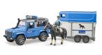Bruder Politie Land Rover Defender Paardentrailer, Kinderen en Baby's, Speelgoed | Speelgoedvoertuigen, Nieuw, Ophalen of Verzenden