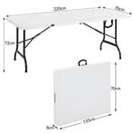 Buffettafel Tuintafel Wit Kunststof 220x70x72cm Opvouwbaar, Verzenden, Nieuw