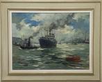 Jan Korthals (1916 -1972) - Gezicht op het IJ voor Amsterdam, Antiek en Kunst, Kunst | Schilderijen | Klassiek