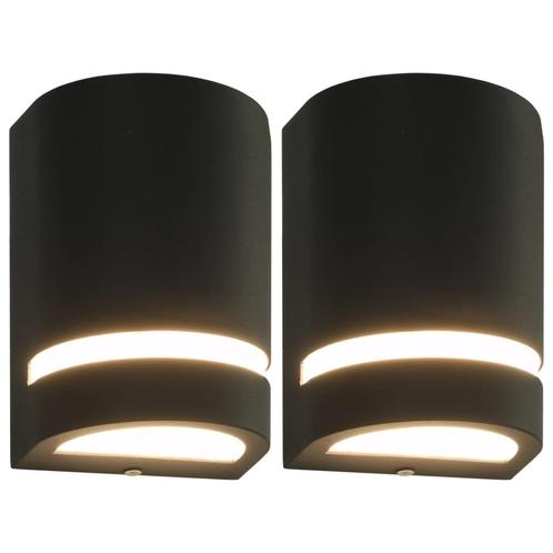 vidaXL Buitenwandlampen 2 st 35 W halfrond zwart, Tuin en Terras, Buitenverlichting, Nieuw, Verzenden