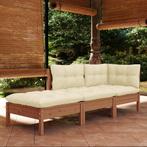 vidaXL 3-delige Loungeset met kussens massief grenenhout, Verzenden, Nieuw, Loungeset