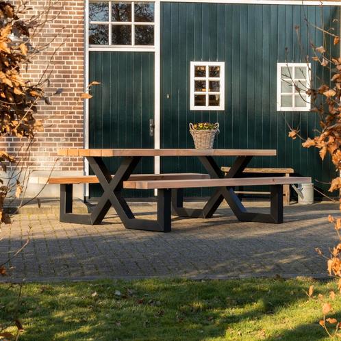Tuilana - Picknicktafel - Buitentafel - X-poot - Robuust, Tuin en Terras, Picknicktafels, Rechthoekig, Nieuw, Staal, Ophalen of Verzenden