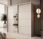 Meubella | Kledingkast 205cm beige Garderobekast Met spiegel, Nieuw, 200 cm of meer, Modern, 50 tot 75 cm