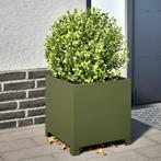 vidaXL Plantenbak 40x40x40 cm staal olijfgroen, Tuin en Terras, Bloembakken en Plantenbakken, Verzenden, Nieuw, Metaal