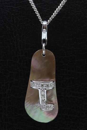 Zilveren Teenslipper groot parelmoer hanger en/of bedel, Sieraden, Tassen en Uiterlijk, Bedels, Verzenden