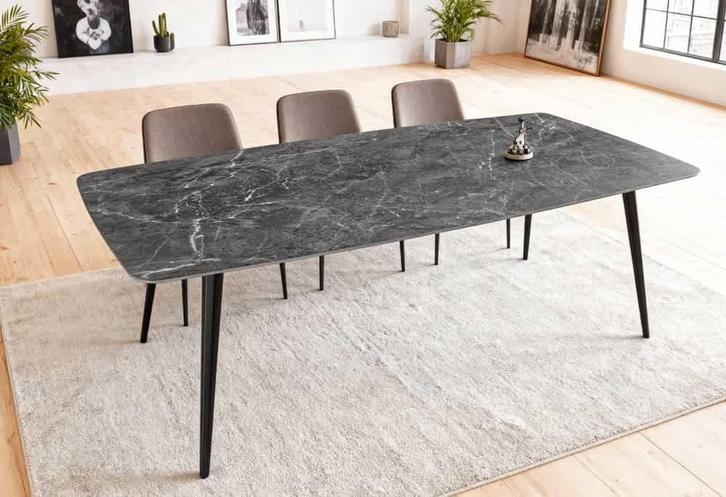 Moderne eettafel MILANO 180cm antraciet keramiek zwarte, Huis en Inrichting, Tafels | Eettafels, Ophalen of Verzenden