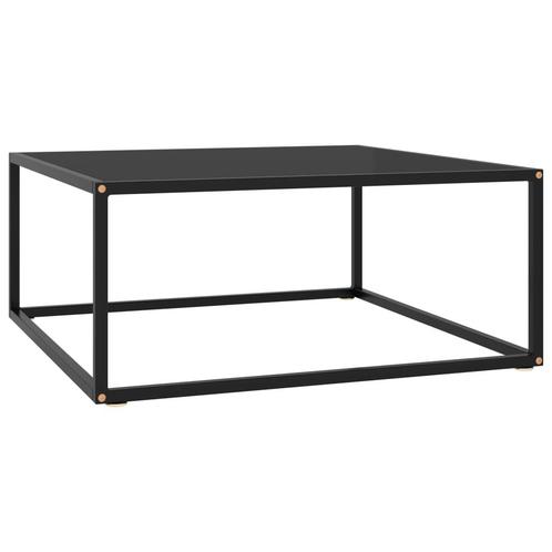 vidaXL Salontafel met zwart glas 80x80x35 cm zwart, Huis en Inrichting, Tafels | Salontafels, 50 tot 100 cm, Nieuw, Glas, Minder dan 50 cm