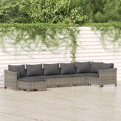 vidaXL 7-delige Loungeset met kussens poly rattan grijs, Tuin en Terras, Tuinsets en Loungesets, Loungeset, Nieuw, Rotan, Verzenden