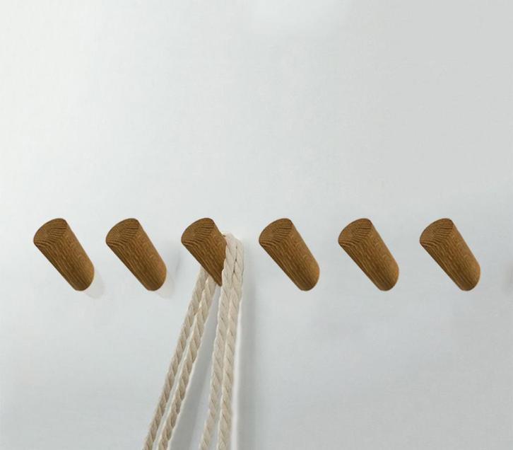 Set van 6 houten kledinghaken (kapstok), eikenhout, Doe-het-zelf en Verbouw, Gereedschap | Handgereedschap, Nieuw, Ophalen of Verzenden