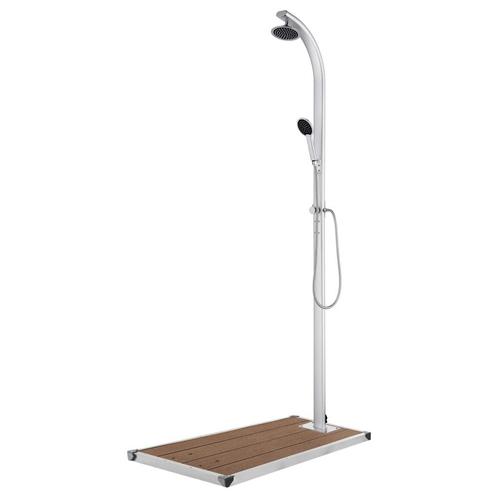 vidaXL Buitendouche met bruine basis 220 cm aluminium, Tuin en Terras, Zwembad-toebehoren, Nieuw, Verzenden