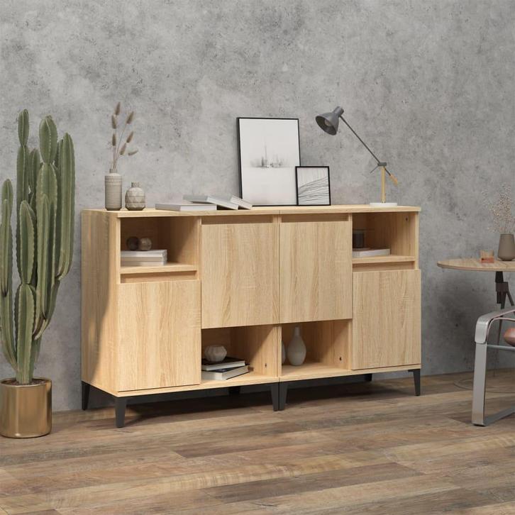 vidaXL Dressoirs 2 st 60x35x70 cm bewerkt hout sonoma, Huis en Inrichting, Kasten | Dressoirs, 25 tot 50 cm, Nieuw, 50 tot 100 cm