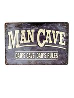 Metalen Wandbord - Man Cave Dads Cave, Dads Rules - Regels, Ophalen of Verzenden, Nieuw