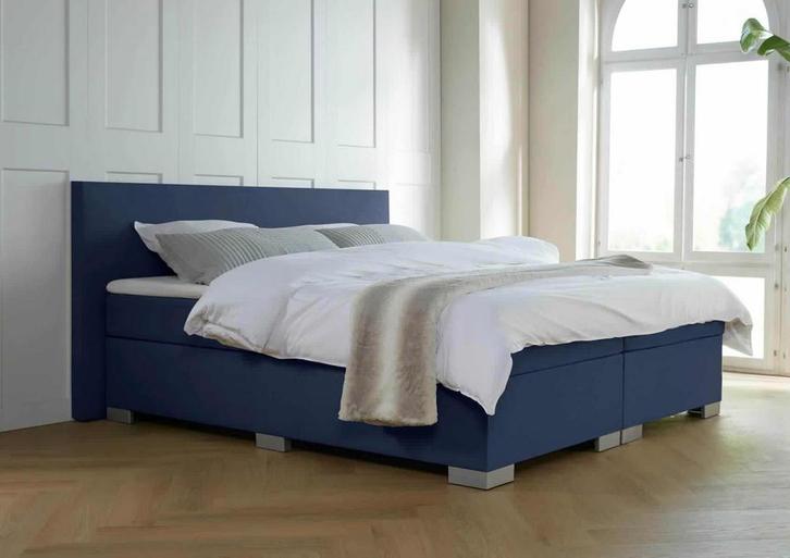 ACTIE! Boxspring Milano 160 200 Blauw, Huis en Inrichting, Slaapkamer | Boxsprings, 160 cm, 200 cm, Blauw, Tweepersoons, Nieuw