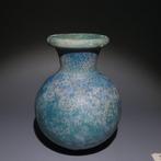Oud-Egyptisch Faience Bolvormig vaasje. 10 cm hoog. Mooie