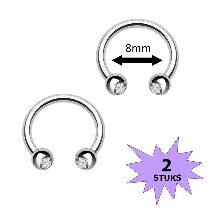 Fako Bijoux - Circular Barbell Piercing - Hoefijzer Kristal, Sieraden, Tassen en Uiterlijk, Piercings, Verzenden
