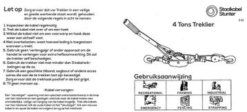 Treklier Dubbele staalkabel 4 Ton