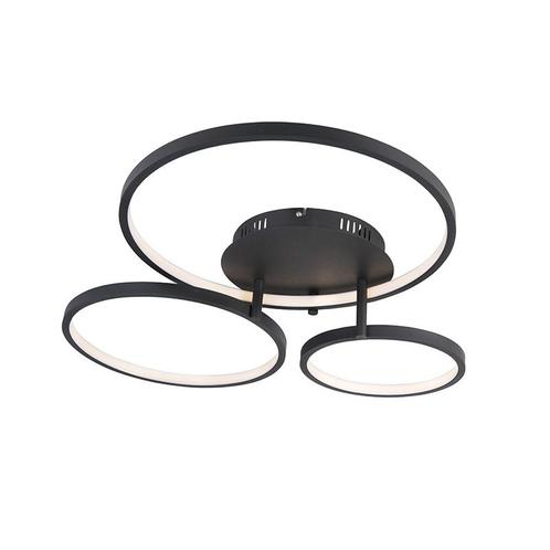 Moderne plafondlamp zwart incl. LED en dimmer- Rondas, Huis en Inrichting, Lampen | Plafondlampen, Nieuw