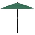 Parasol 2,5m groen | Gebruikt | 46% Korting, Tuin en Terras, Kantelbaar, Nieuw, Stokparasol, 2 tot 3 meter