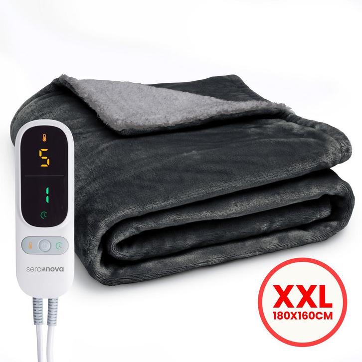 Seranova Elektrische Deken - 180x160cm - Warmtedeken - Grijs, Huis en Inrichting, Woonaccessoires | Plaids en Woondekens, Zo goed als nieuw