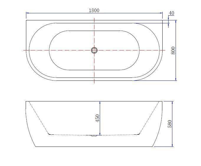 Wiesbaden Wall half-vrijstaand acryl ligbad 180x80+waste wit, Doe-het-zelf en Verbouw, Sanitair, Ophalen of Verzenden
