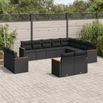 vidaXL 12-delige Loungeset met kussens poly rattan zwart, Verzenden, Nieuw, Rotan, Loungeset