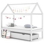 vidaXL Kinderbedframe met lade massief grenenhout wit 80x160