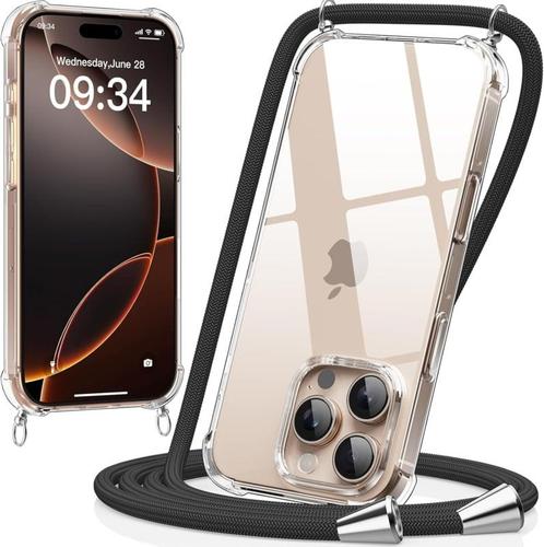 iPhone 16 Pro Max Crossbody Transparant TPU Hoesje met Koord, Telecommunicatie, Mobiele telefoons | Hoesjes en Frontjes | Apple iPhone