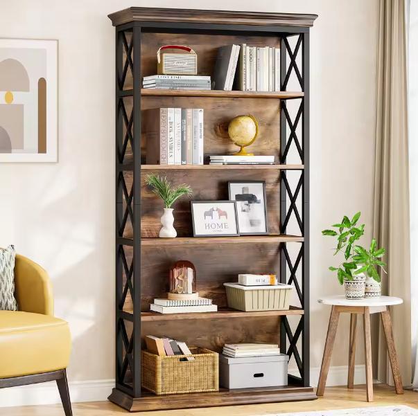 Industriële Boekenkast met 5 Lagen – Open Opbergrek, Huis en Inrichting, Woonaccessoires | Kisten, Nieuw, Verzenden