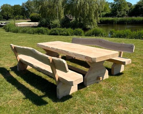 Eco Oostenrijkse Eiken Picknickset Met Rugleuning, Tuin en Terras, Picknicktafels, Ophalen of Verzenden