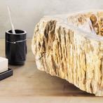 Waskom BWS Stone Organisch 30-35x15 cm Gepolijst Hout Bruin, Nieuw, Ophalen of Verzenden